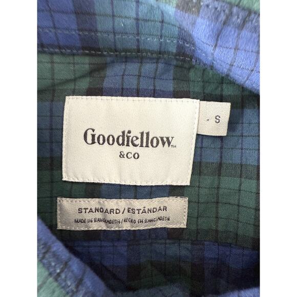 Goodfellow Co Size S Checker Stretch Casual Button Shirt Long Sleeve Pocket - Picture 6 of 8